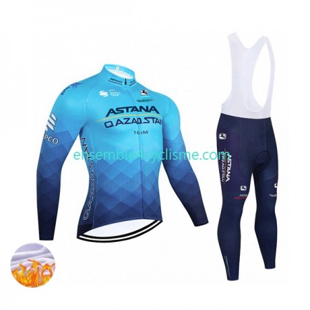 Tenue Maillot M/L + Collant à Bretelles Hiver Thermal Fleece 2022 Astana Qazaqstan Team N001